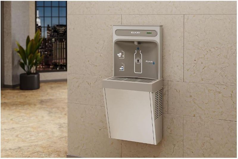 Photo 1 of Elkay Surface Mounted Hands Free Bottle Filling Station with Refrigerated Non-Filtered Water - Stainless Steel