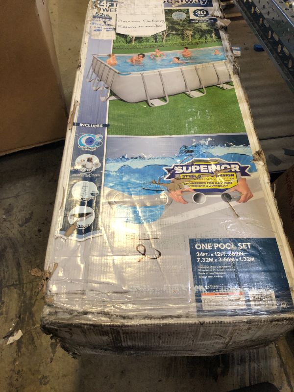 Photo 1 of Incomplete-----Bestway Power Steel 24' x 12' x 52" Rectangular Metal Frame Above Ground Swimming Pool 