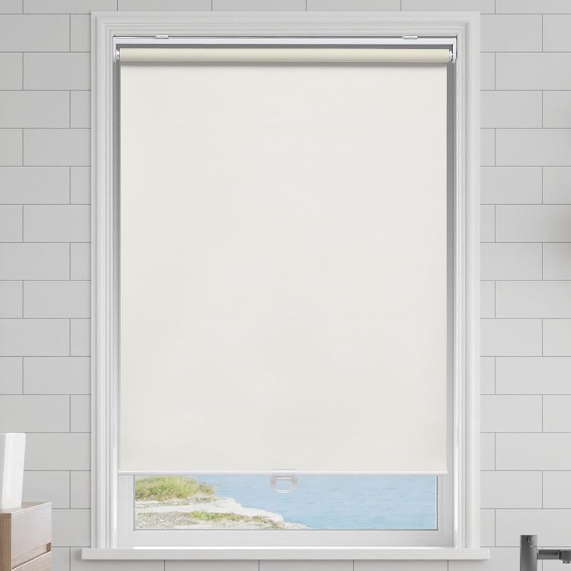 Photo 1 of Cordless Roller Shades Blackout Blinds for Windows Room Darkening Rolled Up Shades with Spring System, UV Protection Window Shades Door Blinds for Home and Office (76" W x 72" H, Ivory)
