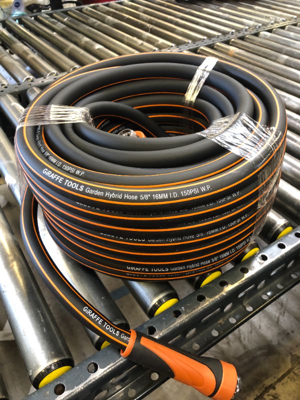 Photo 1 of Giraffe Tools Garden Hose 100ft x 5/8", Water Hose Heavy Duty, Flexible, Lightweight Hybrid Hose with Swivel Handle, Male to Female Fittings, Burst 600 PSI