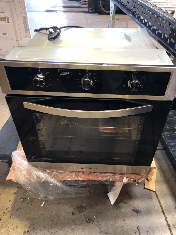 Photo 1 of AMZCHEF 24" Single Wall Oven, 2.65 Cu.ft. Built-in Electric Wall Oven with 5 Cooking Functions, 360° ROTATING ROTISSERIE, 2200W, Mechanical Knobs Control, Timer, Stainless Steel Wall Oven for Kitchen