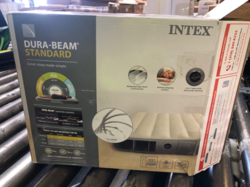 Photo 1 of Intex 64101E Dura-Beam Standard Single-High Air Mattress: Fiber-Tech – Twin Size – 10in Bed Height – 300lb Weight Capacity – Pump Sold Separately