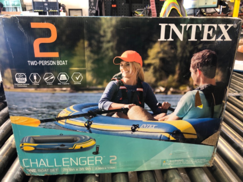 Photo 1 of Intex 68367EP Challenger 2 Inflatable Boat Set: Includes Deluxe 48in Boat Oars and High-Output Pump – Triple Air Chambers – Welded Oar Locks – 2-Person – 440lb Weight Capacity