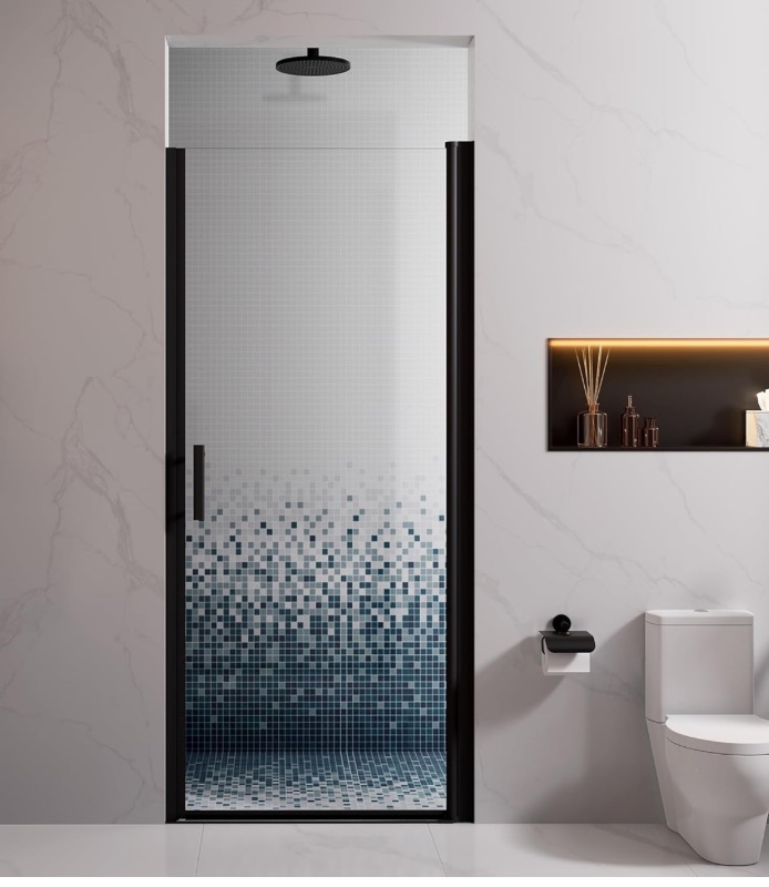 Photo 1 of MORVANO Glass Door Pivot Glass Shower Door Adjustable 33-34 in W x 72 in H 1/4 in Clear SGCC Tempered Glass, Swing Shower Door in Matte Black Finish, Pivot Door Can Reversible Installation