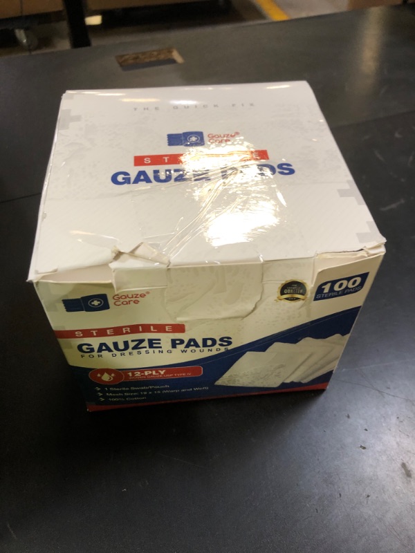 Photo 1 of 100pc Large Sterile Gauze Pads 4x4 Sterile for Wounds Bulk - 12ply Woven Gauze Sponges 4x4 Sterile - USP IV Breathable Mesh 4x4 Gauze Pads Sterile for Enhanced Absorption - First Aid Medical