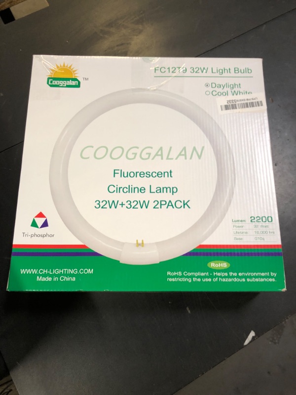 Photo 1 of COOGGALAN FC12T9/DX 32W 12 inch T9 Circular Light Bulb Daylight, Round Fluorescent Circline Bulbs FC12 T9 32 Watts Kitchen and Bath, G10q 4 Pin Prong, 6500K, 2 Pack