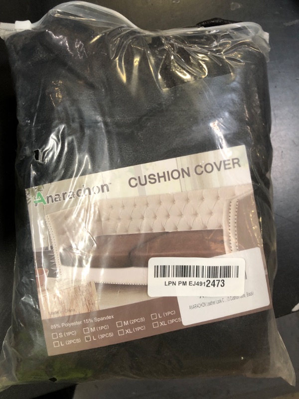Photo 1 of ANARACHON Leather Look Couch Cushion Covers Sofa Seat Slipcovers Sets Couches Furniture Protector for Sectional Armchair Loveseat Pets Kids Stretch Spandex Fabric (3 Cushion Sofa, Black)