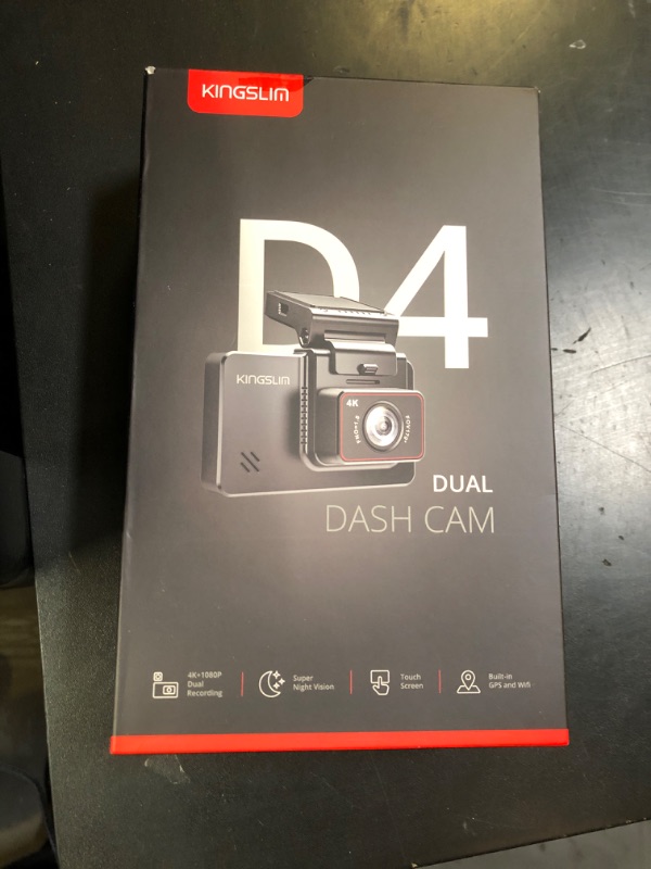 Photo 1 of Kingslim D4 Dual Dash Cam with Built-in WiFi GPS, Front 4K/2.5K Rear 1080P for Cars , 3" IPS Touchscreen 170° FOV Dashboard Camera with Sony Starvis Sensor, Support 256GB Max