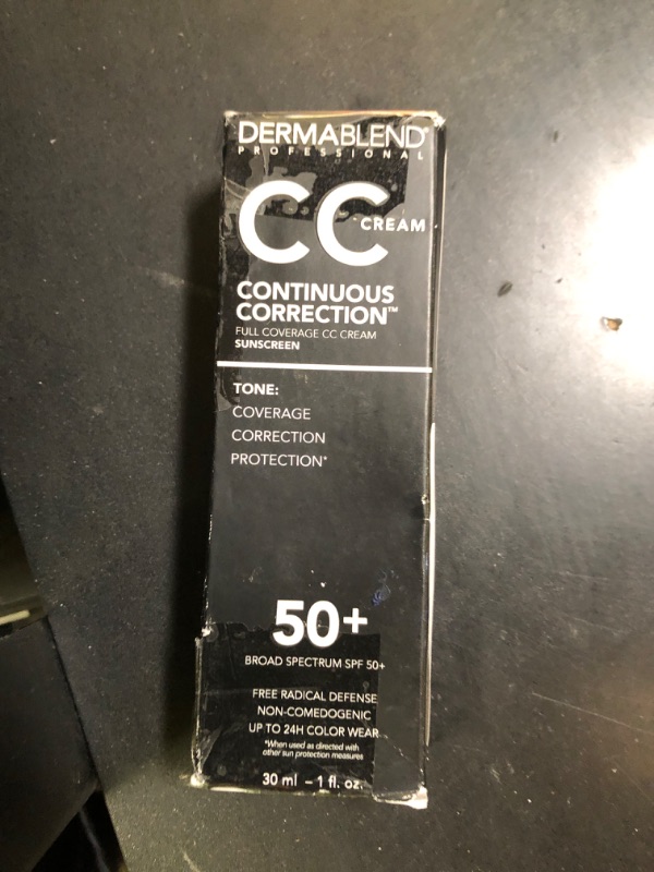 Photo 1 of Dermablend Continuous Correctionâ„¢ Tone-Evening CC Cream Foundation SPF 50+, Full Coverage Foundation Makeup & Color Corrector, Non-Comedogenic , 1 Fl Oz (Pack of 1)