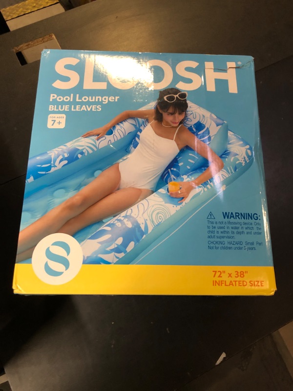 Photo 1 of SLOOSH Inflatable Pool Floats with Cooling Water Hole,72" x 38" Daybed Pool Lounger Adults with Cup Holders, Adjustable Backrest Tanning Lounger Chair, Floaties Rafts (Blue)