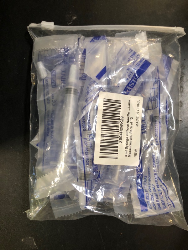 Photo 1 of 3 ml Syringe Without Needle, Syringe for Liquid with Cap, Oral, Scientific Labs, Measurement, Pack of 12