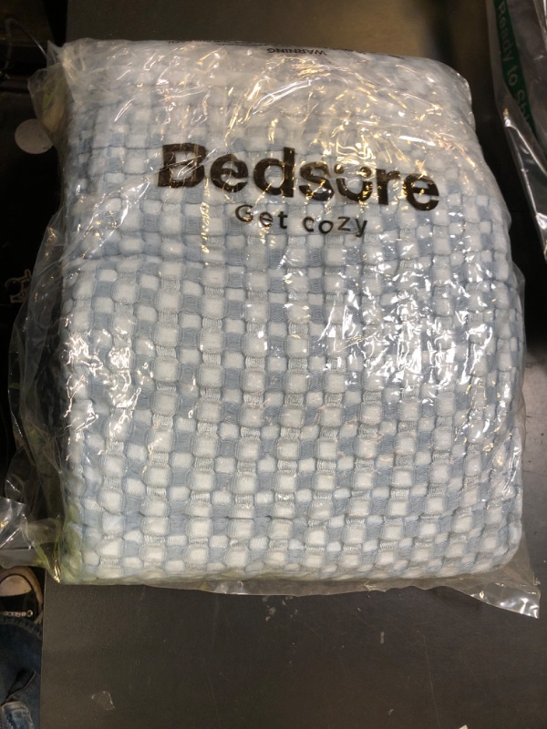 Photo 1 of Bedsure Cooling Cotton Waffle King Size Blanket - Lightweight Breathable Summer Blanket of Rayon Derived from Bamboo for Hot Sleepers, Luxury Throws for Bed, Couch and Sofa, Fog Blue, 104x90 Inches