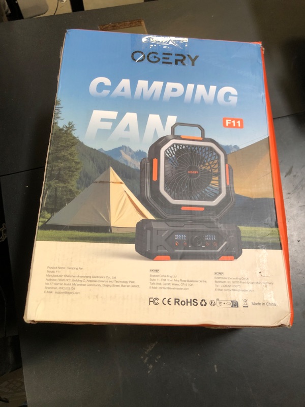 Photo 1 of OGERY 2025 Upgraded Camping Fan, Portable Rechargeable Fan with 20000mAh Battery Powered, Stronger Wind, Stepless Speed Regulation, Fast Charging for Tent, Travel, Car, Outdoor Camping Essentials