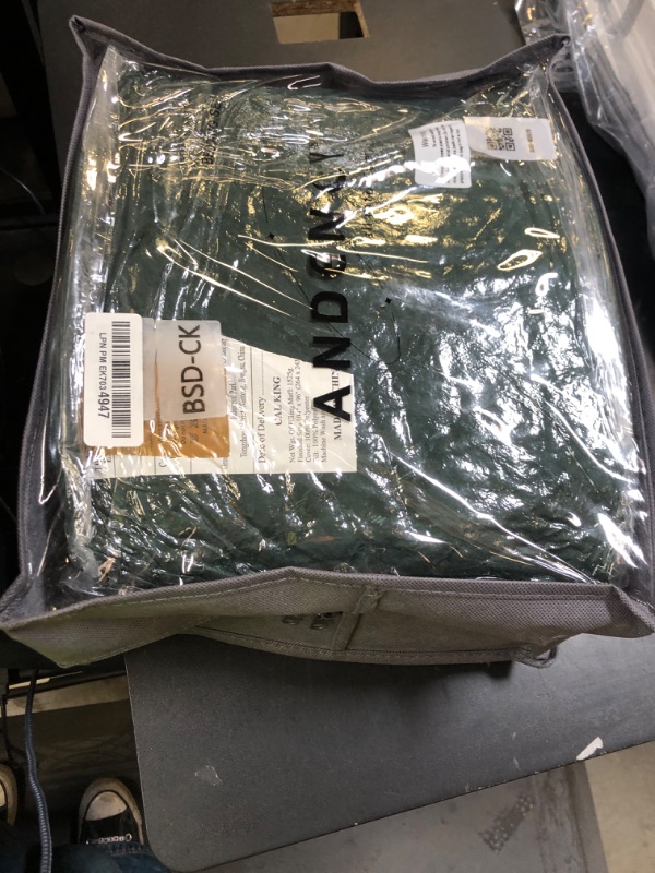 Photo 1 of Andency California King Comforter Set Dark Emerald Green - 7 Pieces Bed in a Bag Cal King Bedding Comforter Sets, Tufted Lightweight Fluffy Bed Set with Comforter, Sheets, Pillowcases & Shams
