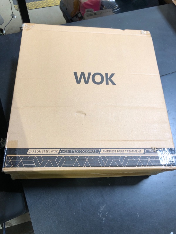 Photo 1 of Todlabe Carbon Steel Wok - Including Glass Cover and Silicone Spatula, 13-Inch Woks & Stir-Fry Pans for Induction, Electric, Gas Stoves