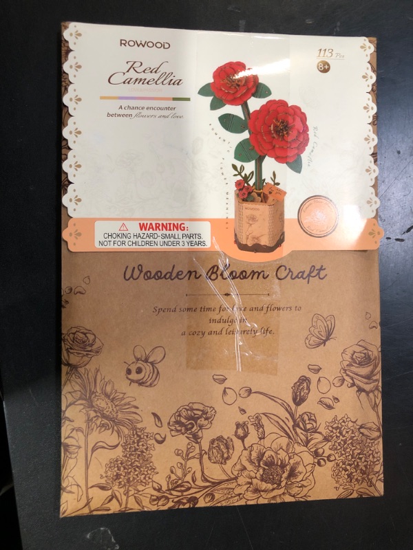Photo 1 of rowood Artifical Flower,DIY Wooden Flower Craft Kit for Kids,Mother's Day/Valentine's Day/Teacher's Day/Thanksgiving Day/Christmas/Birthday Gift for Mom/Women/Grandma/Wife/Her-Red Camellia, TW031
