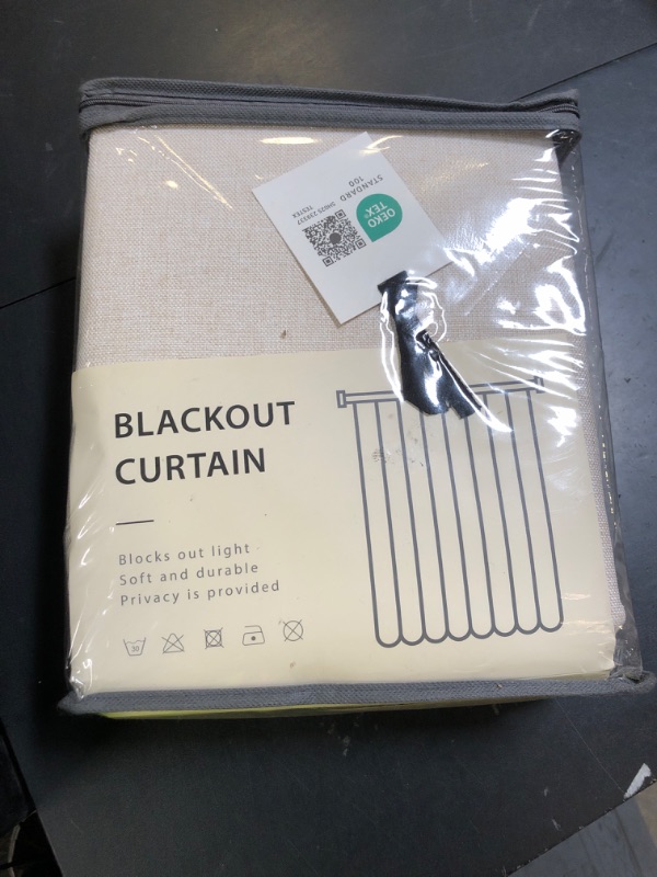 Photo 1 of 100% Blackout Shield Linen Blackout Curtains for Bedroom 96 Inches Long, Back Tab/Rod Pocket Living Room Drapes, Thermal Insulated Blackout Curtains 2 Panels Set, 50" W x 96" L,Cream