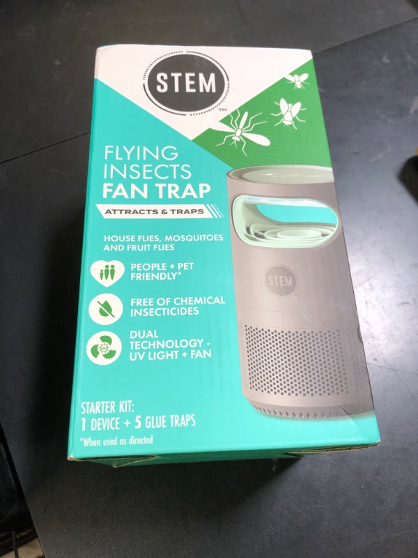 Photo 1 of STEM Flying Insect Fan Trap for Indoor Bug Control, Attracts Mosquitoes, Fruit Flies, and House Flies, Plug-in Fan with UV Light, Starter Kit Includes 1 Device and 5 Glue Traps