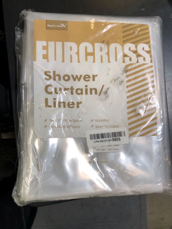 Photo 1 of EurCross Extra Long Shower Curtain Liner, Waterproof Clear Shower Liner 72 x 86inches with 3 Bottom Magnets, Transparent