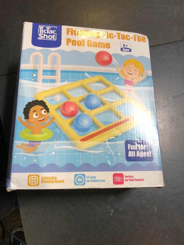 Photo 1 of TicTac Shot Pool Toys Games Set- Tic-Tac-Toe Inflatable Pool Toy with 10 Balls - for Adults Teens Kids 2-10 Players