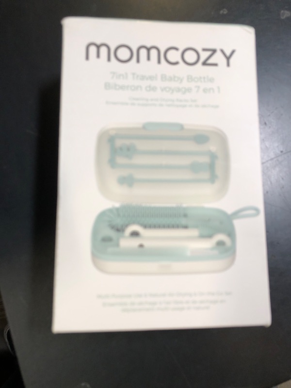 Photo 1 of Momcozy Bottle Brush Set - Baby Bottle Cleaner Kit with Silicone Brush, Nipple Brush, Straw Brush, Soap Dispenser, Drying Rack - 7 in 1 Bottle Cleaning Tool for Home and Travel