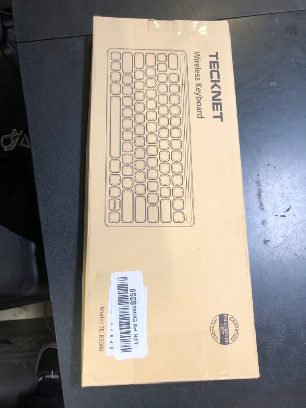 Photo 1 of TECKNET Wireless Bluetooth Keyboard, Slim Rechargeable Keyboard (2.4G+BT 5.0), Multi-Device Easy-Switch, Quiet Typing, Silent Mini Portable Cordless USB Computer Keyboards for iPad Laptop PC, Gray
