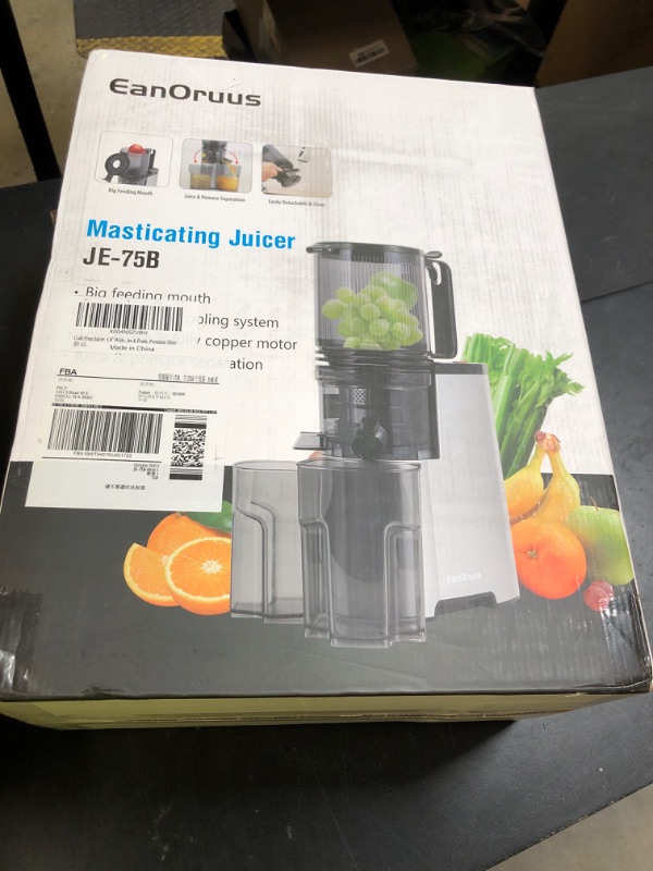 Photo 1 of Cold Press Juicer, 5.8" Wide Feed Chute Juice Extractor Machine with 400W, High Juice Yield, Slow Masticating Juicer for Whole Vegetables & Fruits, Metallic Silver