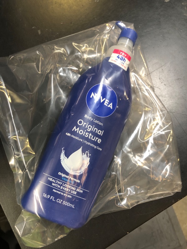 Photo 1 of NIVEA Original Moisture Body Lotion with Vitamin E, 48-Hour Body Moisturizer for Normal to Dry Skin, 16.9 Fl Oz Pump Bottle