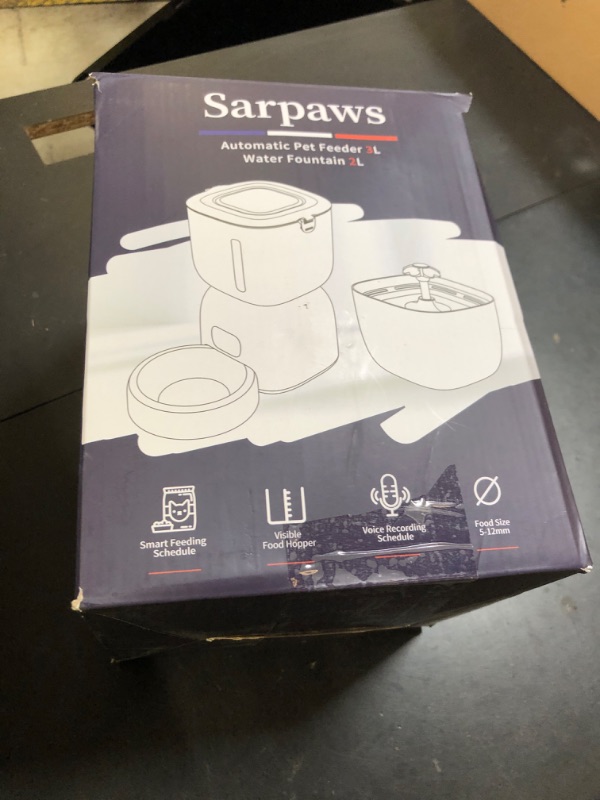 Photo 1 of Automatic Cat Feeder and Water Dispenser FW1, Wire or Battery Cat Food Dispenser Timer Pet Feeder - Locking Lid, Desiccant Bag, Programmable Portion Control, 4 Daily Meals, 10s Voice Recorder