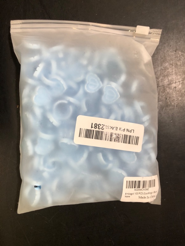 Photo 1 of Embagol 100 PCS Glue Rings for Eyelash Extensions Disposable Lovely Heart Blossom Cups Makeup Plastic Nail Art Supplies - Blue