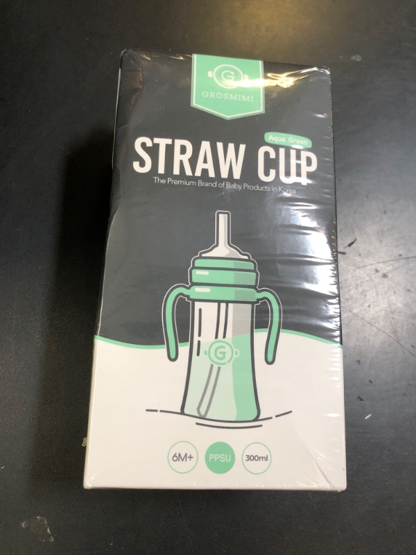 Photo 1 of GROSMIMI Spill Proof no Spill Magic Sippy Cup with Straw with Handle for Baby and Toddlers, Customizable, PPSU, BPA Free 10 oz (Aqua green)
