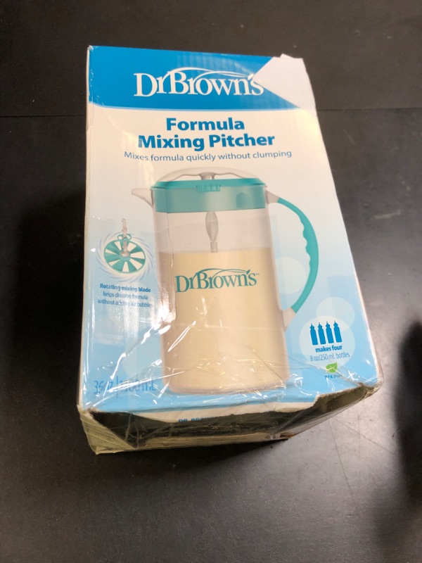 Photo 1 of Dr. Brown's Baby Formula Mixing Pitcher with Adjustable Stopper, Locking Lid, & No Drip Spout, 32oz, BPA Free, Teal