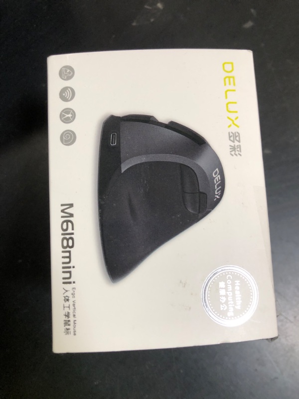 Photo 1 of DeLUX Wireless Vertical Mouse, Small Silent Ergonomic Mouse with BT 5.2 and USB Receiver, 6 Buttons and 4000 DPI, Rechargeable Mouse for Carpal Tunnel (M618mini-White)