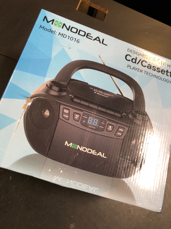 Photo 1 of MONODEAL Boombox CD and Cassette Player Combo,Boom Box CD Player AM FM Radio,Multi-Functional Portable Cassette Tape Player with Bluetooth,Tape Recording,USB/AUX,AC/DC Power,Headphone Jack for Gift
