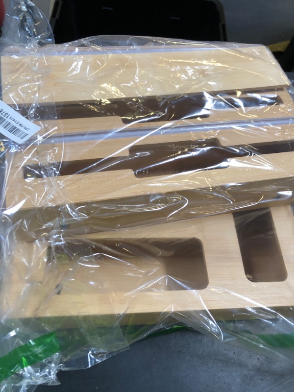Photo 1 of Bamboo Storage Bag Organizer, 9 in 1 Sandwich Bag Organizer, Aluminum Foil and Plastic Wrap Organizer with Labels Included. Baggie Organizer for drawer, Compatible with Gallon, Quart, Snack size bags