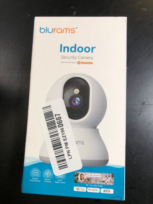 Photo 1 of blurams Indoor Camera 2K, Cameras for Home Security 5GHz, 360° Pet Camera w/Motion Tracking, Phone App, 2-Way Audio, IR Night Vision, Siren, Works with Alexa & Google Assistant