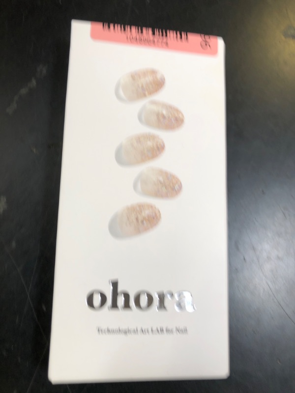 Photo 1 of ohora Semi Cured Gel Nail Strips (N Sparkle Glam) - Nude, Glitter, Works with Any UV/LED Lamps, Salon-Quality, Long Lasting, Easy to Apply & Remove - Includes 2 Prep Pads, Nail File & Wooden Stick