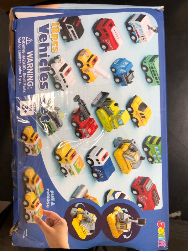 Photo 1 of JOYIN 18 Pcs Pull Back City Cars and Trucks Toy Vehicles Set, Friction Powered Cars Toys for Toddlers, Boys, Girls’ Educational Play, Kids Stocking Stuffers