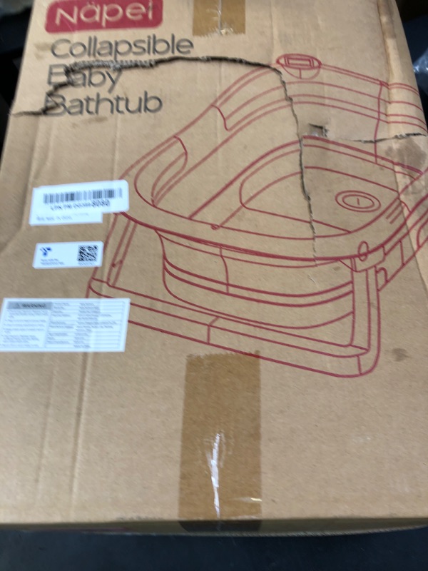 Photo 1 of napei Collapsible Baby Bathtub,Baby Bath Tub with Soft Cushion & Thermometer,Baby Bathtub Newborn to Toddler 0-36 Months,Portable Travel Baby Tub