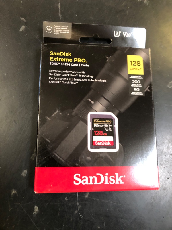 Photo 1 of SanDisk 128GB Extreme PRO SDXC UHS-I Memory Card - C10, U3, V30, 4K UHD, SD Card - SDSDXXD-128G-GN4IN