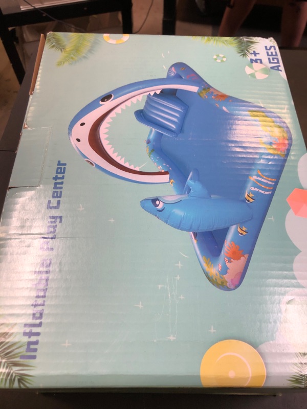 Photo 1 of Onory Inflatable Kiddie Pool Inflatable Play Center Kids Toddler Pool with Water Slide, Water Sprayers Toddler Pool with Play Ball Hoop Thickened Swimming Pool for Backyard