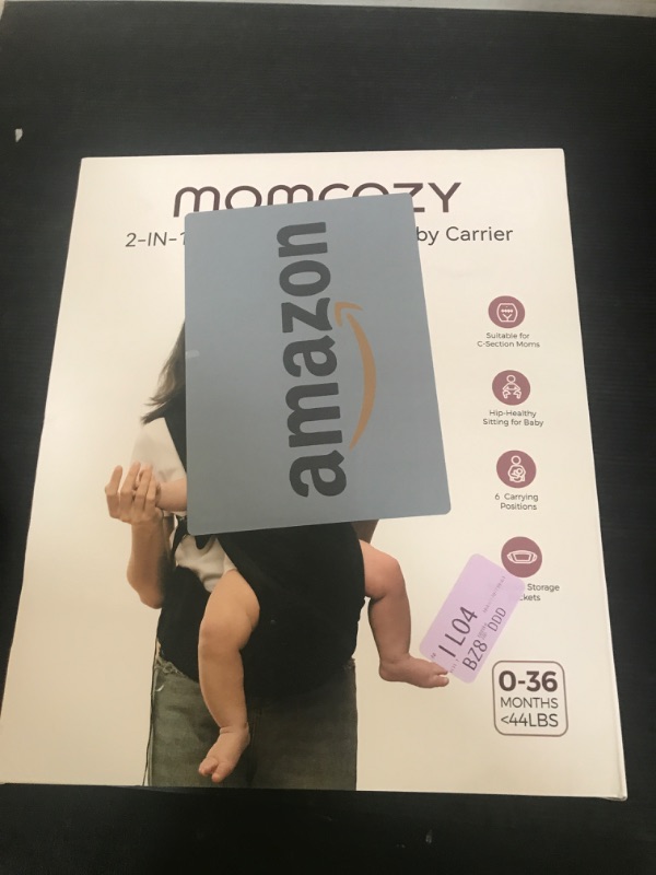 Photo 1 of Momcozy Baby Carrier with Hip Seat, 2-in-1 Forward-Facing Carry for Active Babies, Detachable Hands-Free Infant Carrier up to 44lbs, All Seasons Toddler Carrier Fits Waist Sizes up to 45 Inches, Black