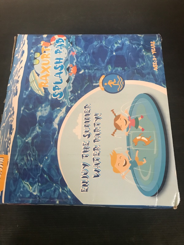 Photo 1 of Raxurt Splash Sprinkler Pad for Dogs Kids, 97 Inch Anti-Slip Thickened Dog Pool Durable Upgrade Bath Pool Pet Summer Outdoor Water Toys, Blue