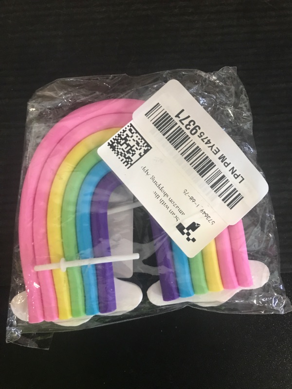Photo 1 of Rainbow Cake Topper, Cute Colorful Cloud and Heart Rainbow Cake Decoration Natural Sky Theme Party Decorations Soft Pottery Cake Decoration Supplies for Boys Girls Happy Birthday Party Wedding