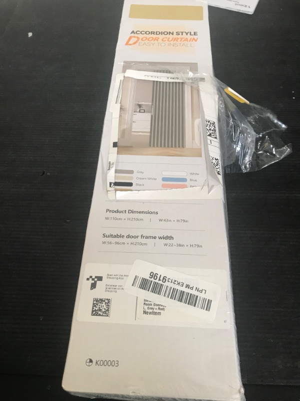 Photo 1 of AJAZZ 100% Blackout Accordion Doors Interior Invisible Folding Door for Bedroom Living Room Doorway Curtain Sets (1 Pack, 44 W x 78 L, Grey+Rod)