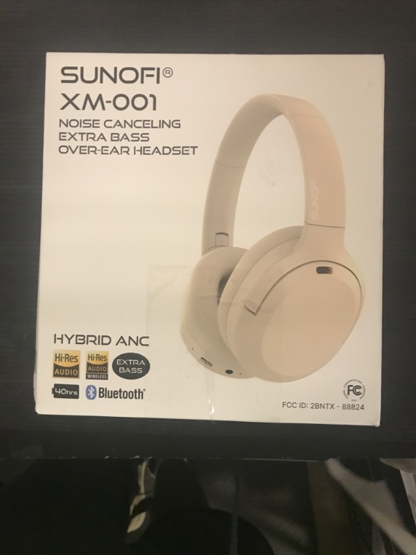 Photo 1 of Sunofi  Active Noise Cancelling Headphones, Wireless Over Ear Bluetooth Headphones with Mic, 40H Playtime, Hi-Res Audio, Deep Bass, Foldable Comfort Fit Ear Cups for Travel, Office, Home (White)