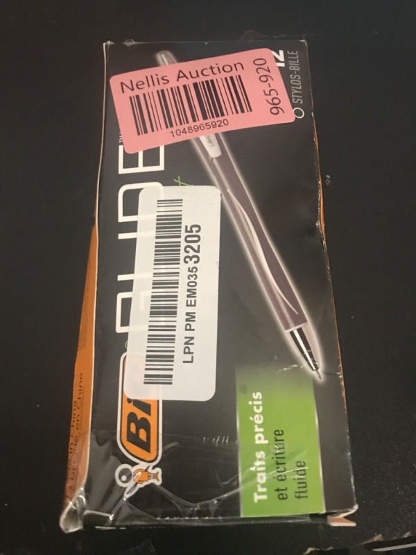 Photo 1 of BIC Glide Exact Black Retractable Ballpoint Pens, Fine Point (0.7mm), 12-Count Pack, Ultra Smooth Writing Black Pens
