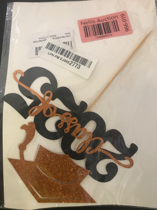 Photo 1 of 1 Pack Class of 2025 Cake Topper Glitter Congrats Grad Cap 2025 Graduation Cake Pick for 2025 Graduation Theme High School Boys Girls Graduate Party Cake Decorations Supplies Black Purple
