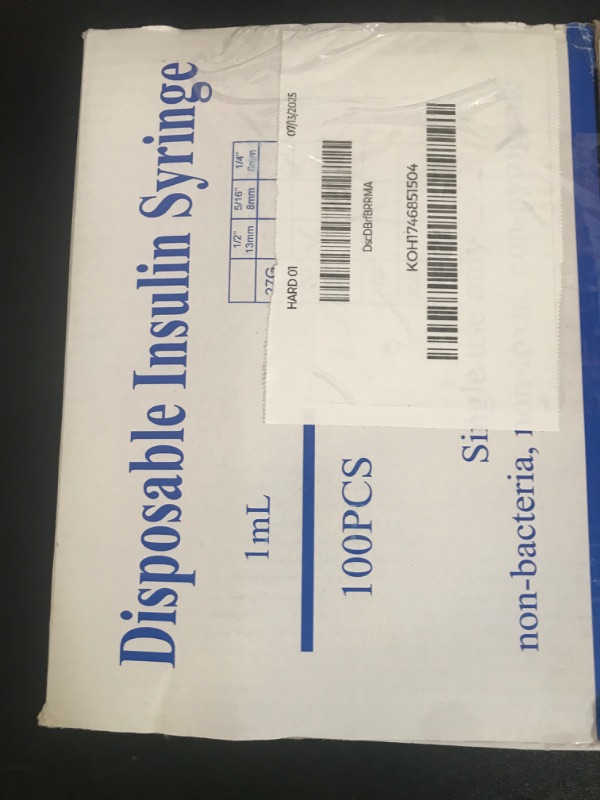 Photo 1 of 29G 1cc 1/2" Syringe with Needle - Disposable Individual Package-100 Pack