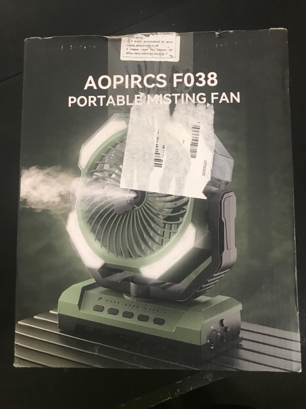 Photo 1 of Camping Misting Fan - 30000mAh Portable Battery Powered Fans with 9oz Water Tank, Light, Hook - Rechargeable, 120H Cooling, Last 5H Mist, 4 Speed, Sleep Mode - Outdoor Fan for Travel, Patios, Fishing